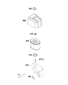Air Cleaner Group Diagram and Parts List for 10R232-0026-F1 100000 - 19Z999 Briggs and Stratton Engine